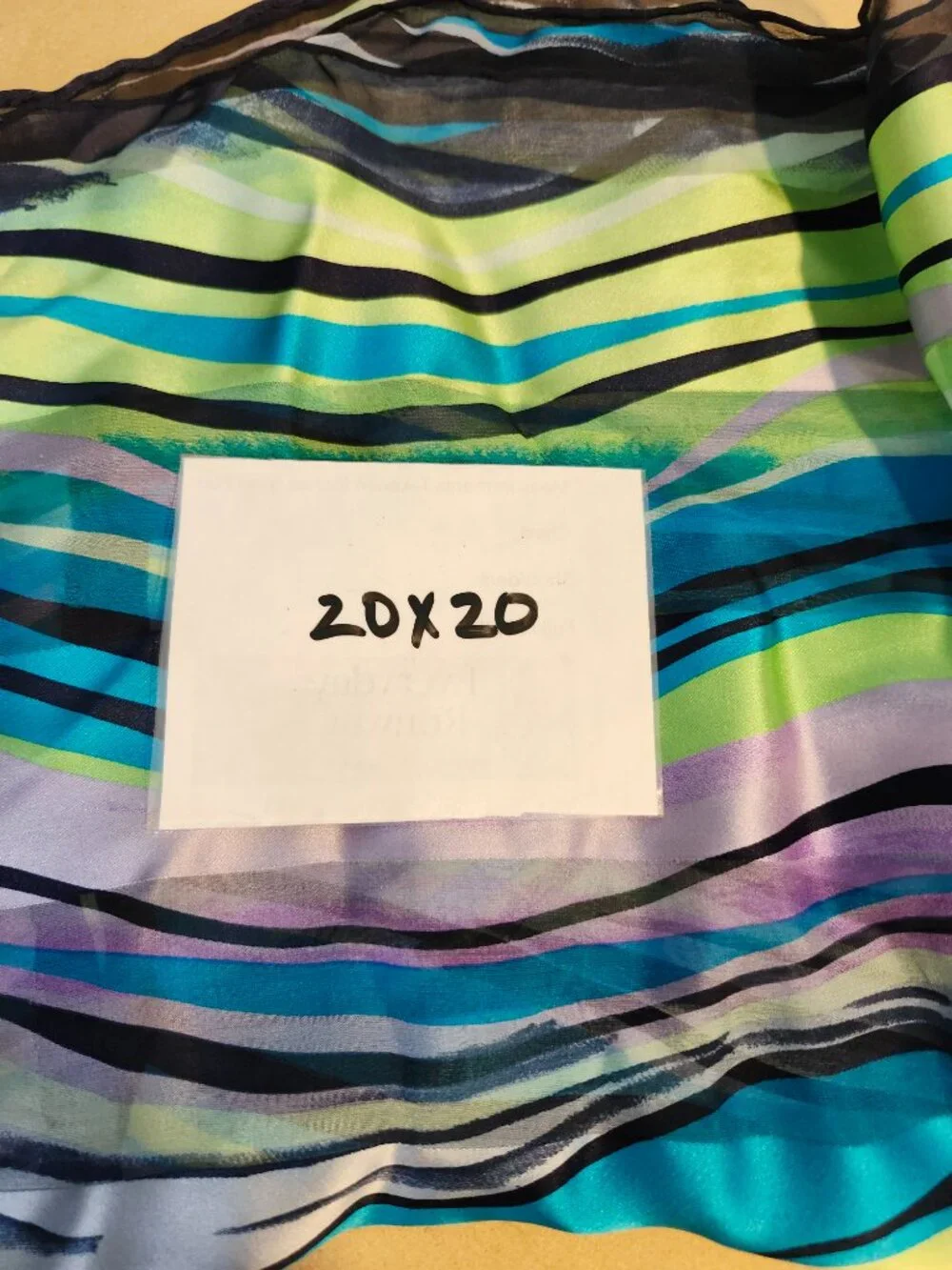 🚨 Vintage Bill Blass Scarf 20x20 Striped Chiffon Sheer Lightweight Retro Pastel
